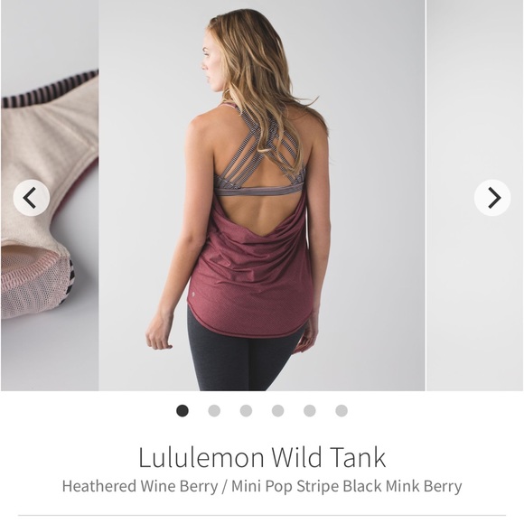 Lululemon wild tank wine berry mini pop stripe black mink berry Sz 6 - Picture 2 of 6